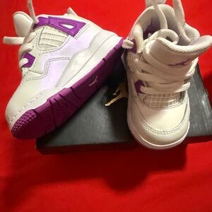 Kids White and Purple Sneakers